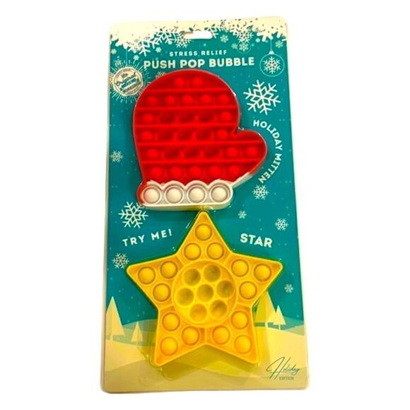Christmas Silicone Mitten & Star Push Poppers New in Package - Picture 2 of 6